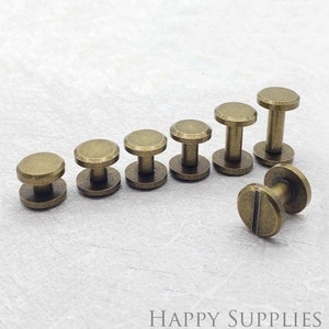 10MM Bronze Chicago Screw For Leather, 3/8" Bronze Brass Screw Rivets, Leather Craft Screws, Flat Screws Leatherworking Screws