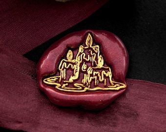 Pieczęć lakowa - 1 szt. Metalowy stempel z płonącymi świecami / Pieczęć ślubna z pieczęcią lakową / Pieczęć lakowa