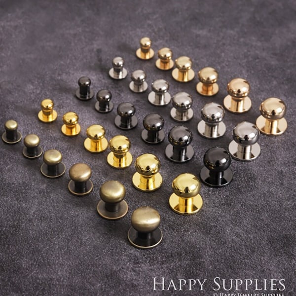 Brass Rivets and Studs For Leather, Round Head Brass Rivets and Studs for Handbags/ Screwed Studs / Brass Chicago Screw Rivets Belt Stud