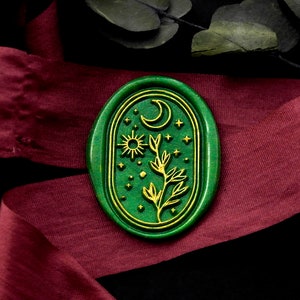 Wax Seal Stamp - 1pcs 30mm Oval Moon Leaves Floral Flower Stamp / Wedding Wax Seal Stamp / Sealing Wax Stamp (WS936)