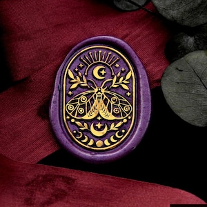 Wax Seal Stamp - 1Stk 30mm Oval Magic Moth Moon Sun Galaxy Universe Stempel / Hochzeit Wax Seal Stamp / Siegelstempel (WS1005)