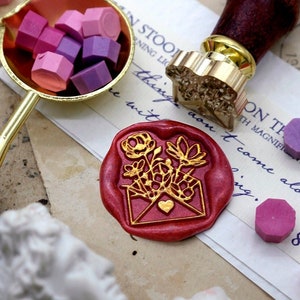 Wax Seal Stamp - 1pcs Floral Love Envelope Wax Seal Stamp / Custom Wax Seal Stamp / Wedding Sealing Wax Stamp (WS1045)