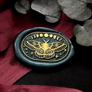 Wachs-Siegel Stempel - 1 Stück 30 mm Oval Magische Motte Mond Sonne Galaxie Universum Stempel/ Hochzeit Wachs-Siegel Stempel/ Siegelwachs Stempel (WS1006)