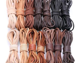 Vegetable Tanned Leather String (3mm 5Meters) / Leather braid String / Genuine Leather Strap / Leather craft / Leather supplies