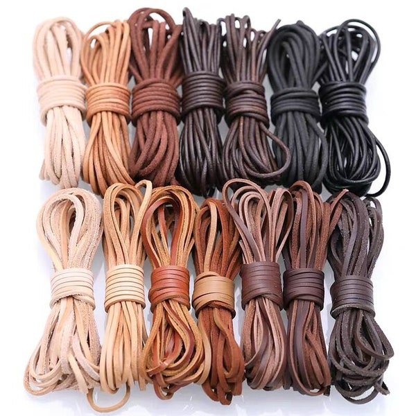 Vegetable Tanned Leather String (3mm 5Meters) / Leather braid String / Genuine Leather Strap / Leather craft / Leather supplies