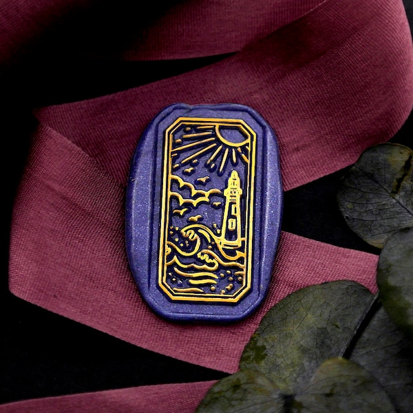 Wax Seal Stamp - 1pcs 30mm Lighthouse Sea Waves Galaxy Universe Metal Stamp / Wedding Wax Seal Stamp / Sealing Wax Stamp