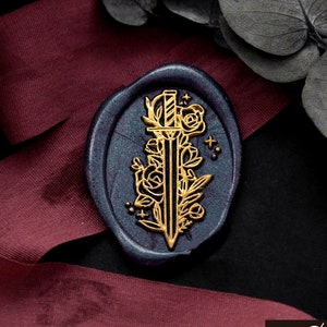 Wax Seal Stamp - 1pcs 30mm Oval Sword and Rose Floral Flower Stamp / Wedding Wax Seal Stamp / Sealing Wax Stamp (WS993)