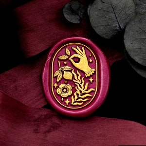 Wax Seal Stamp - 1pcs 30mm Oval Hand Leaves Floral Galaxy Stamp / Wedding Wax Seal Stamp / Sealing Wax Stamp (WS1018)