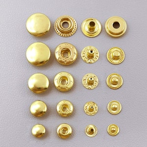 Brass Snap Buttons Leather Craft Fastener Closure, Leatherworking Snap Buttons Metal Snap Fasteners Kit Leather Snaps 8/10/12.5/15mm image 1