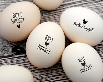 Egg Stamp Set - Butt Nuggets Egg Stamp, Custom Egg Carton Stamp, Mix & Match - Fram Chicken Egg Stamp, Butt Nuggets Rubber Stamp