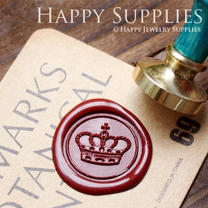 May include: A red wax seal with a gold crown design. The seal is on a brown paper background with the text "Marks Botanical" and "Designed in China 69".