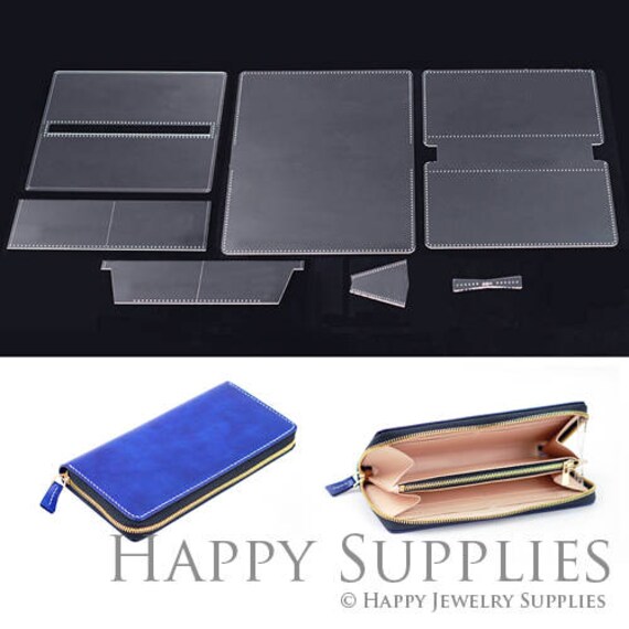 Acrylic Leather Template Pattern Leather Zip Wallet Acrylic Etsy