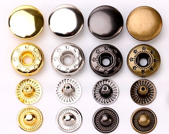 Brass Snap Buttons Leather Craft Fastener Closure, Leatherworking Snap Buttons Metal Snap Fasteners Kit Leather Snaps 8/10/12.5/15mm