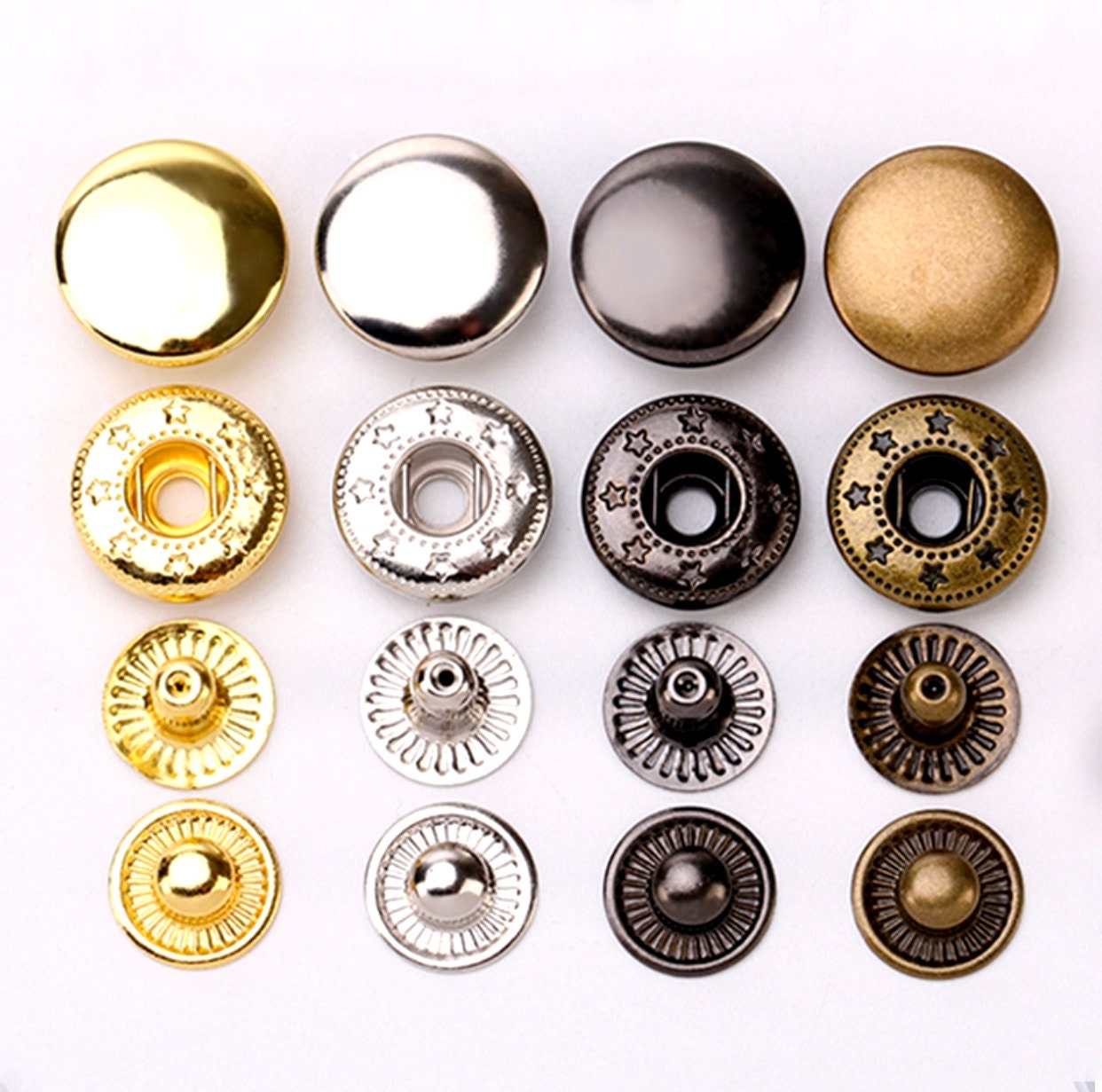 Round Metal S Spring Snap Rivet Button Fastener Closure Press Stud Popper  Tich Silver Gold Craft Leather Bag Backpack Coat Shirt Diary 