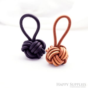 2pcs Leather Knot Charm, Old School Leather Handmade Ball Charm, Football Soccer Knot Keychain Charm, Leather Handmade Supplies