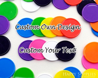 Custom Plastic Pocket Tokens with Edge Ø36mm, Personalized Plastic Poker Chips, Poker Card Game Chip, Custom Wedding Drinks Tokens