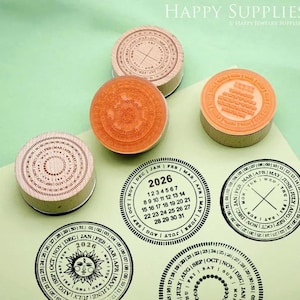 2026 Perpetual Calendar Stamp, Date Months Timeline Rubber Stamps, Journal Planner Wooden Stamp Set, Yearly Scrapbooking Stamp image 5