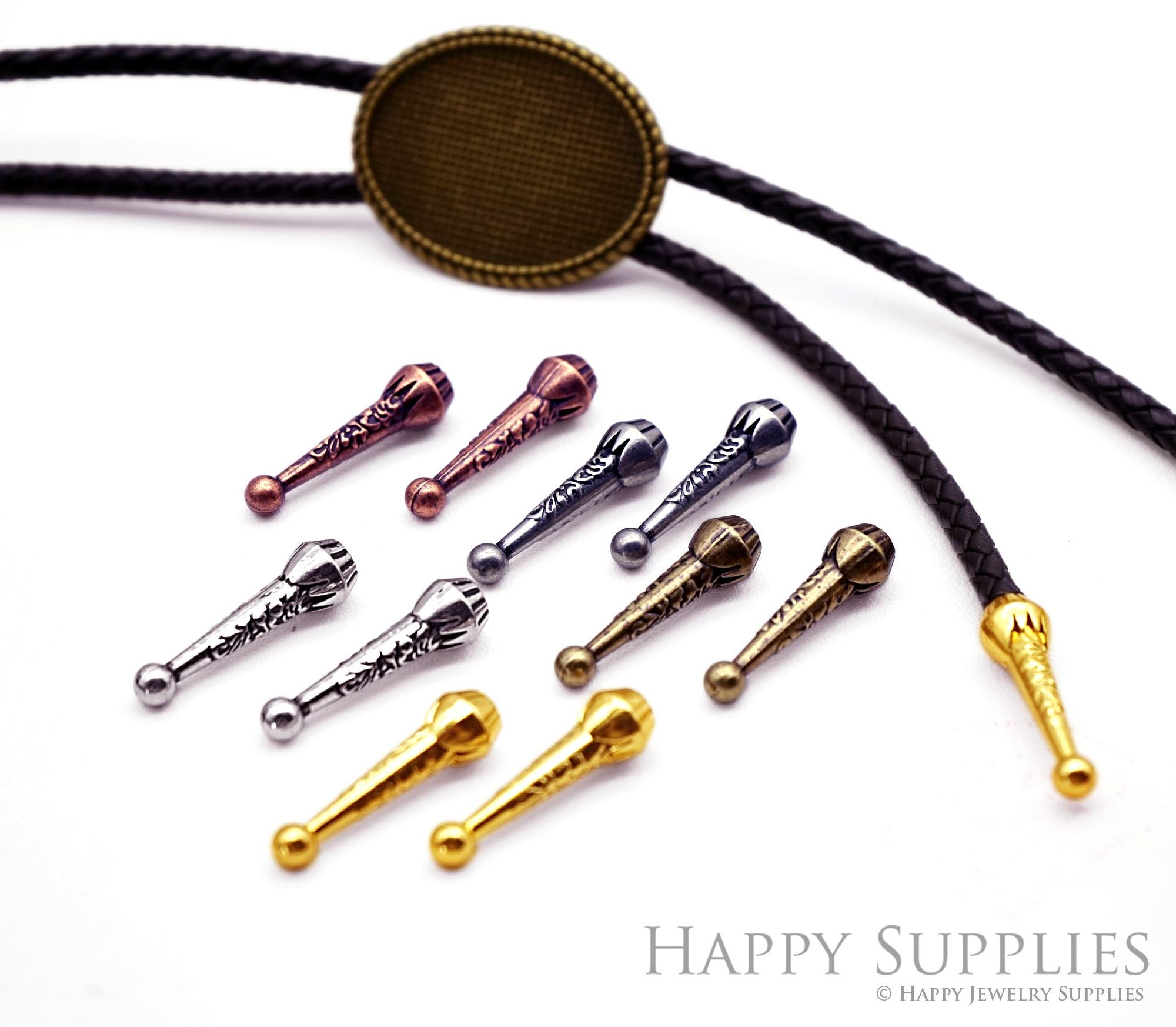 Bolo Tips 10pcs Bolo Tie End Tips, 4MM Inside Dia Tapered Bolo Tip, Leather Cord ...