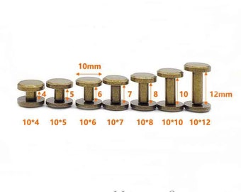 Trimming Shop Chicago - Rivetti A Vite Lunghi 10 Mm X 10 Mm, Testa Piatta, In Ottone