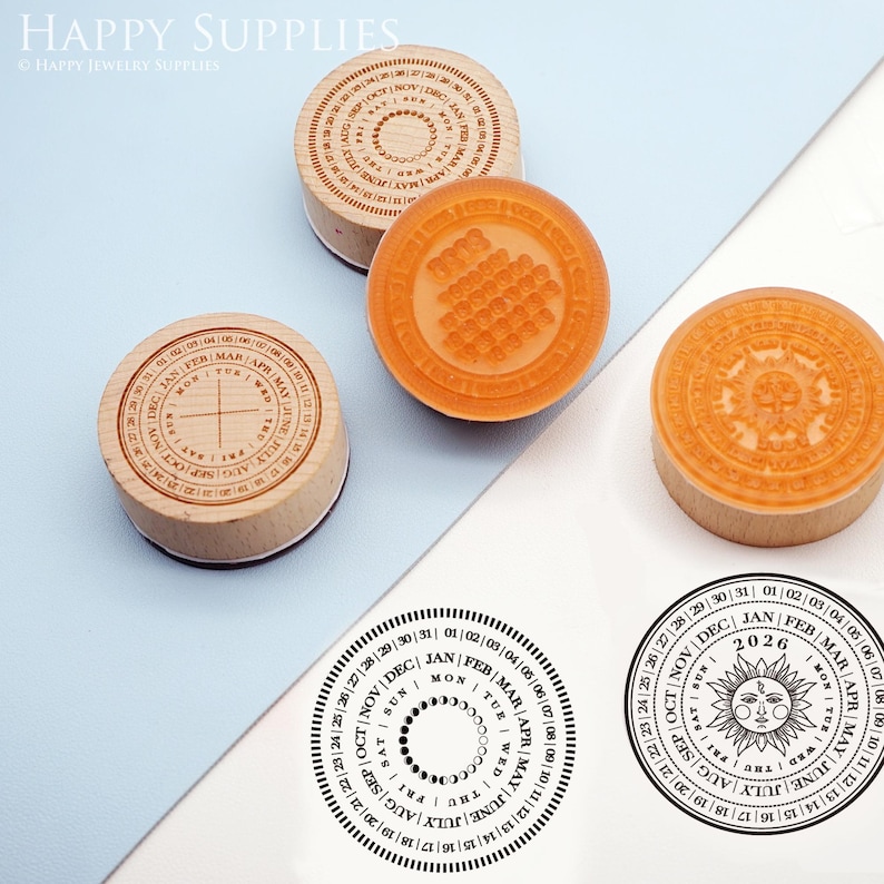 2026 Perpetual Calendar Stamp, Date Months Timeline Rubber Stamps, Journal Planner Wooden Stamp Set, Yearly Scrapbooking Stamp image 6