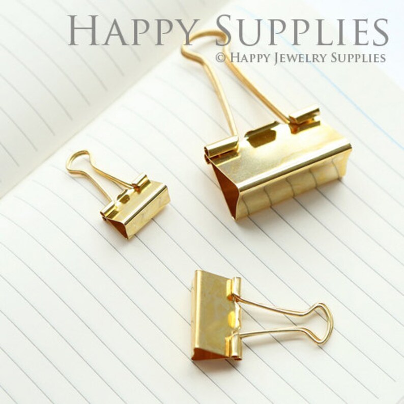 Vintage Style Golden Brass Hollow Out Long Tail Clip / Binder Etsy