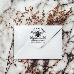 Aangepaste retouradresstempel, zelfinktende adresstempel bij, bloemstempels, gepersonaliseerde adresstempel bruiloft