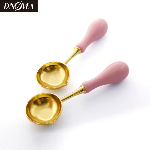 Wax Melting Spoon for Wax Seal Stamp Wax Seal Spoon Brass Wax Spoon  Stainless Steel Spoon Wooden Handle Wax Spoon Wax Melter 