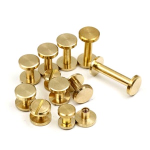 10MM Brass Chicago Screw For Leather, 3/8" Brass Screw Rivets, Leather Craft Screws, Flat Screws Leatherworking Screws