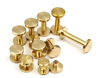 10MM Brass Chicago Screw For Leather, 3/8" Brass Screw Rivets, Leather Craft Screws, Flat Screws Leatherworking Screws