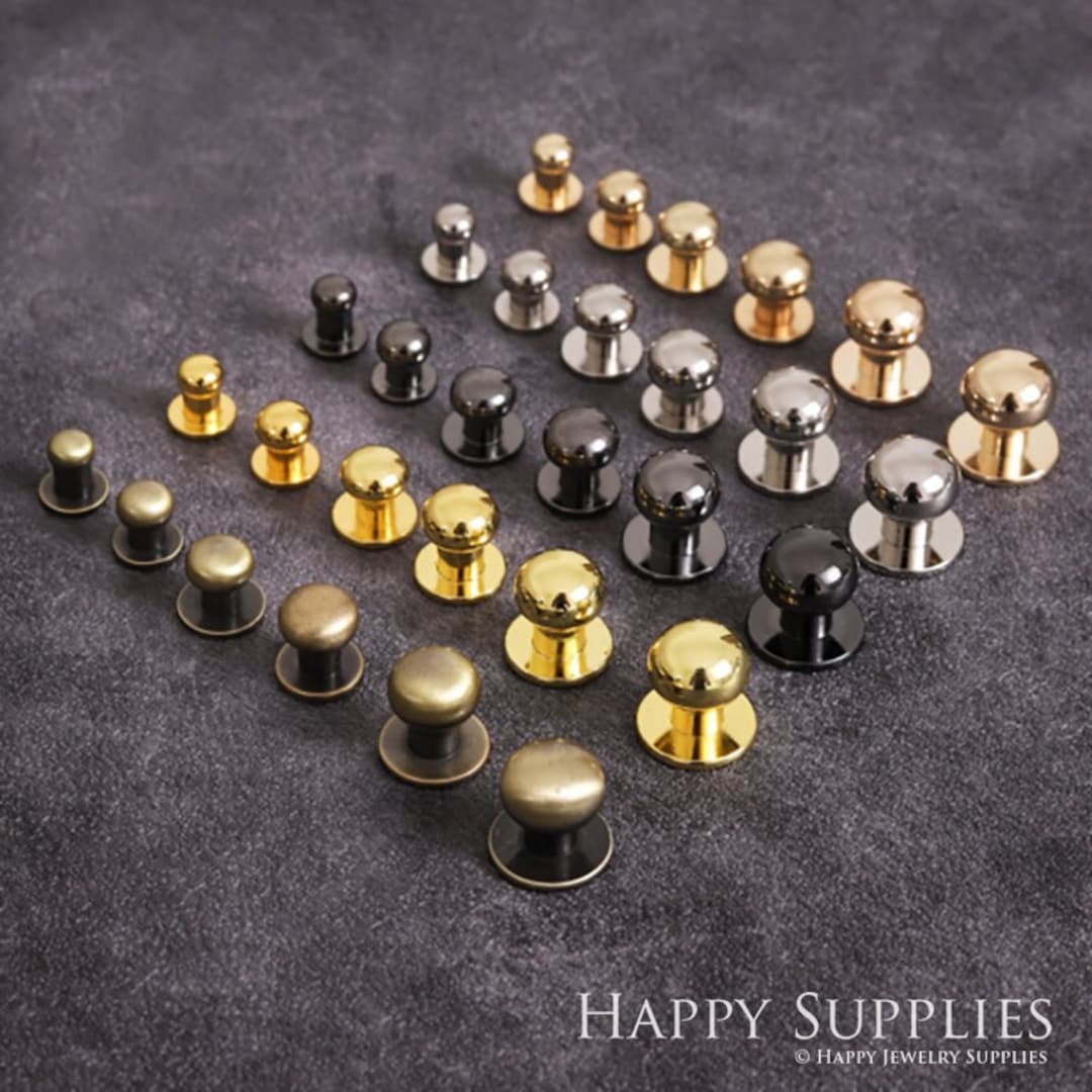Brass Rivets and Studs for Leather, Round Head Brass Rivets and Studs for Handbags/ Screwed