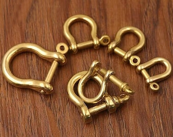 Brass Anchor Shackle, Screw Clasp Lock, Shackle Solid Brass U Lock Clasp Screw Leatherwork, Leather Keychain Hook, Leather Bracelet Findings