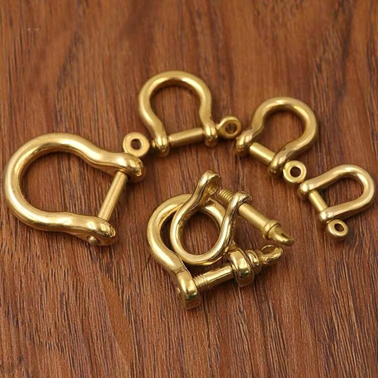 Large Fine Solid Raw Brass Oval Screw Locking Carabiner Key Ring Clasp  Safety Hook Tool Keychain DIY Making Supplies 