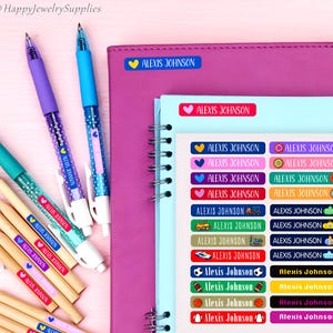 Custom School Supply Labels, Kids&#39; Stationery Name Stickers, Waterproof and Dishwasher Safe, Name Labels for School Supplies, Name tags