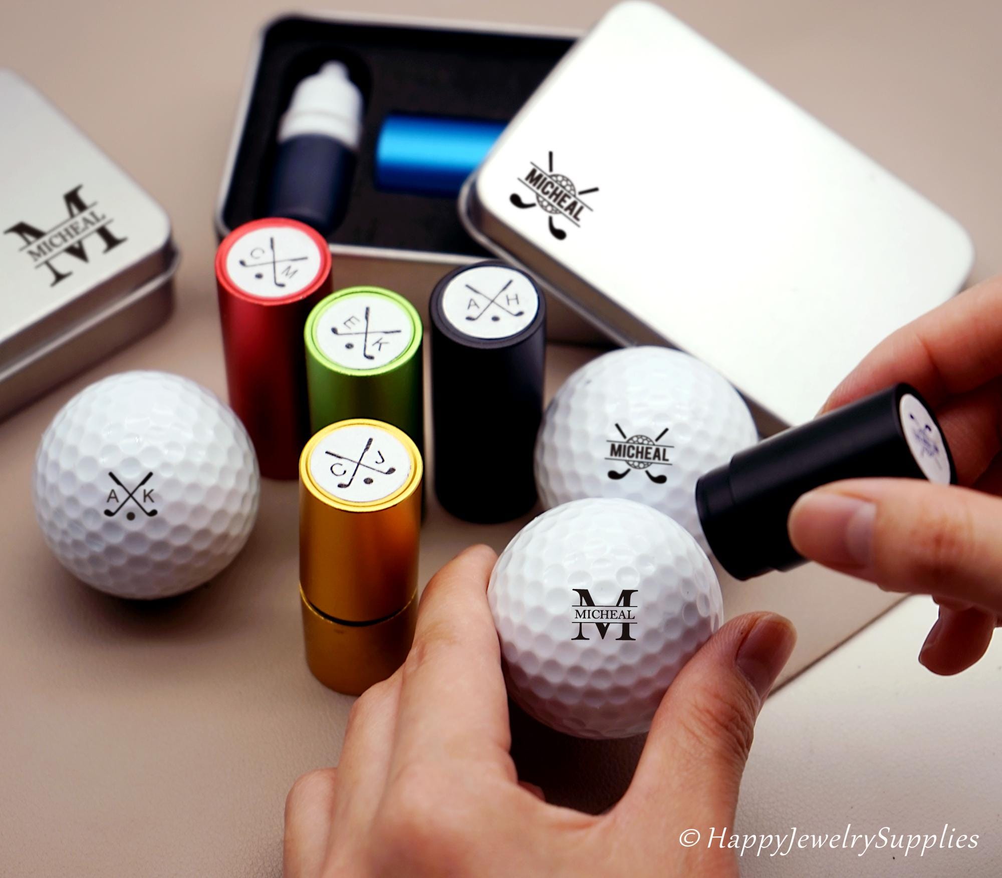 Custom Golf Ball Stamp Box, Personalized Golf Stamps, Gift for Golfer, Golf Ball Marker, Golf Accessories, Gifts For Men, Fathers Day Gift