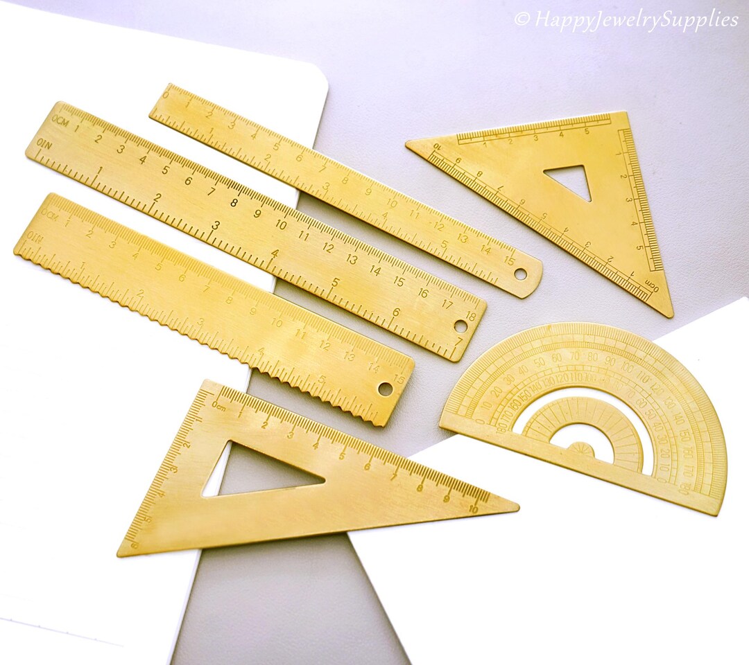 Measure Tool Ruler Minimalistic Brass Ruler Triangle Ruler Protractor Measurement Tool ...