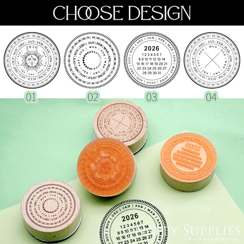 2026 Perpetual Calendar Stamp, Date Months Timeline Rubber Stamps, Journal Planner Wooden Stamp Set, Yearly Scrapbooking Stamp image 2