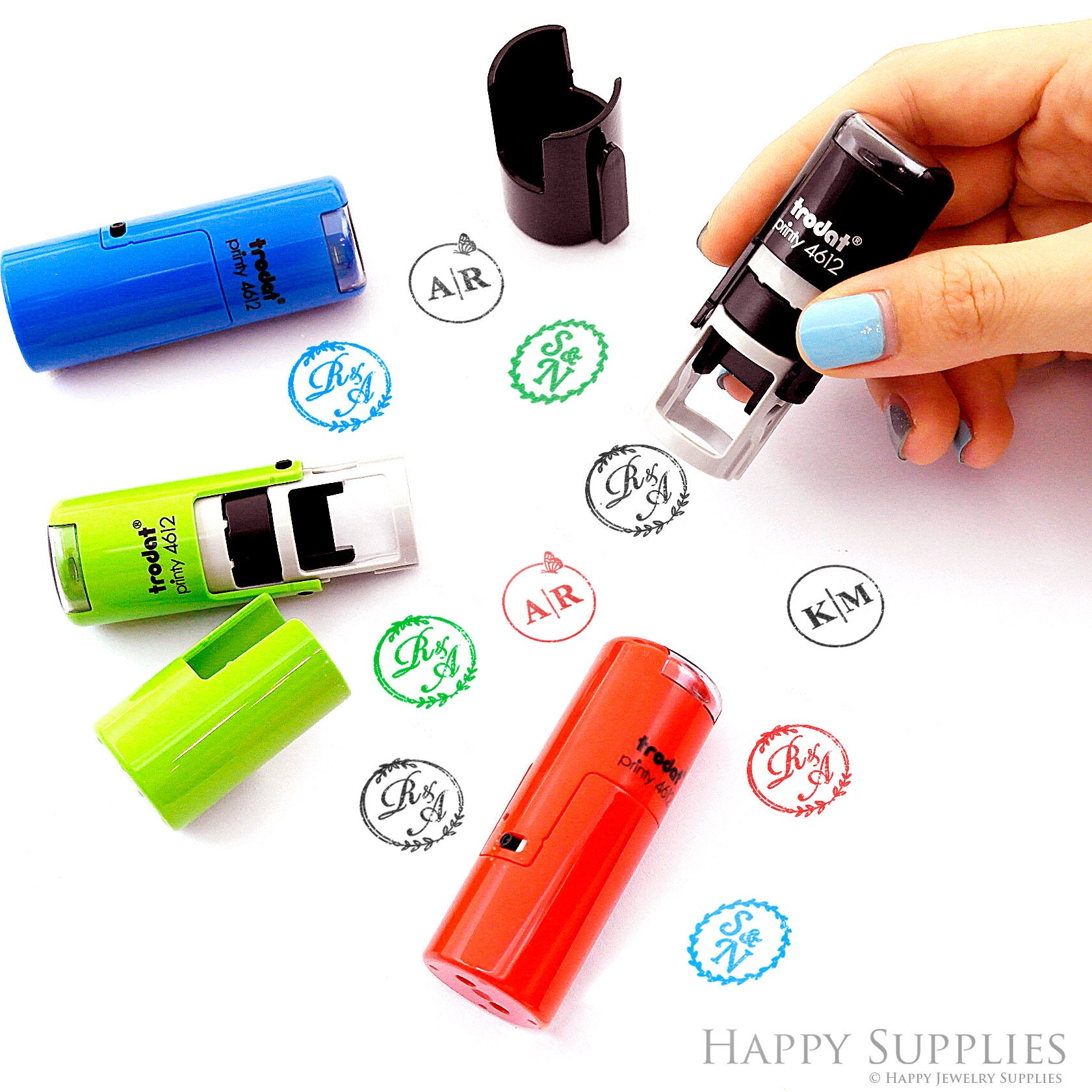 PERSONALISED ROUND SELF Inking Rubber Stamp Custom Logo Loyalty Card Geocaching £13.95 - UK