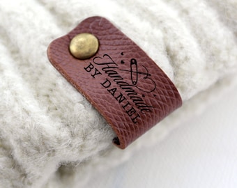 Custom Faux Leather Tags for Knits and Crochet, Chicago Screw Rivet Knit Tags, Business Labels for Hats, Crochet Tags Knits