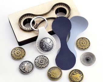 Fustella per portachiavi in pelle, portachiavi decorativo con concho a vite, set di fustelle per pelle, fustelle per testa di cinturino, strumento per lavorazione della pelle