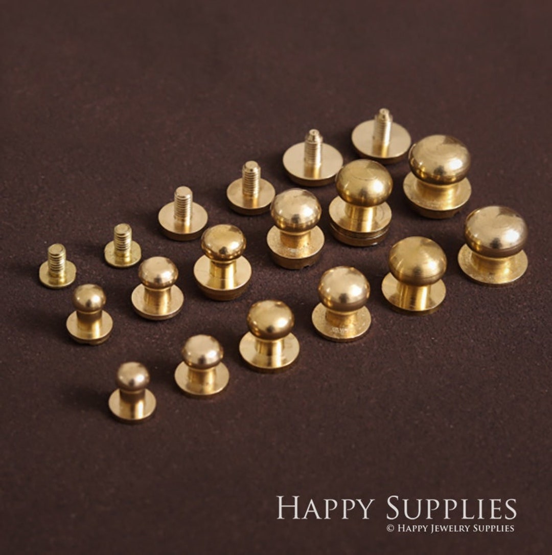 Brass Rivets and Studs for Leather, Round Head Brass Rivets and Studs for Handbags / Screwed