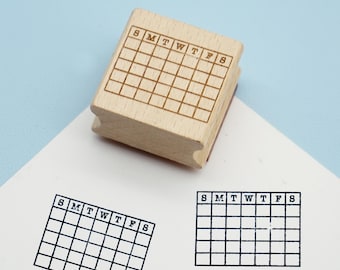Daily Planner Rubber Stamp, Journal Wooden Stamp Set, Planner Stamp, Month Tabel Calendar Stamp, Week Month stamp, Journal Calendar stamp