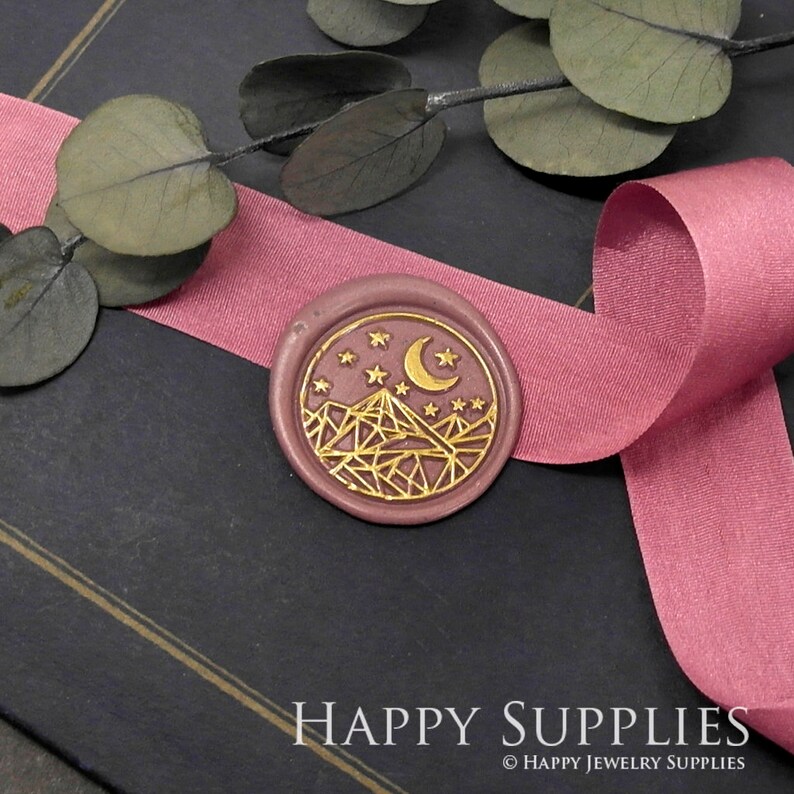 Wax Seal Stamp - 27BT 1pcs Geometric Mountain Moon Star Metal Stamp Wedding Wax Seal Stamp Sealing Wax Stamp WS676