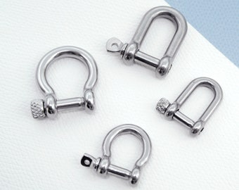 Stainless Steel Anchor Shackle, Screw Clasp Lock, Shackle U Lock Clasp Screw Leatherwork, Leather Keychain Hook, Leather Bracelet Findings