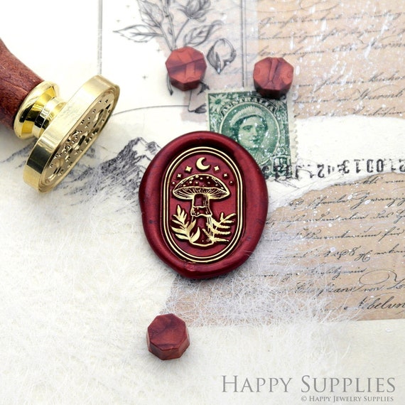 Wax seal stamp with a moon and star motif - Made in France
