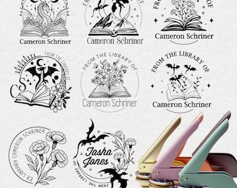Custom Dragon Book Embosser, Library Stamp, Personalized Birth Flower Book Embosser, From The Library of Stamp, This Book Belongs to Stamp