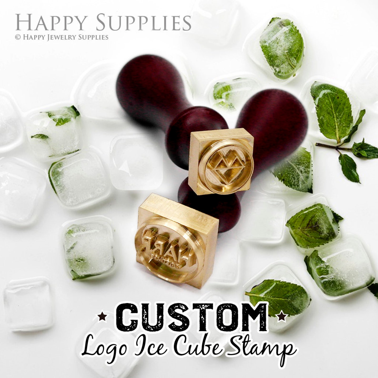 Custom Ice Cube Stamp in Brass / Custom Logo Ice Cube Mold / Etsy