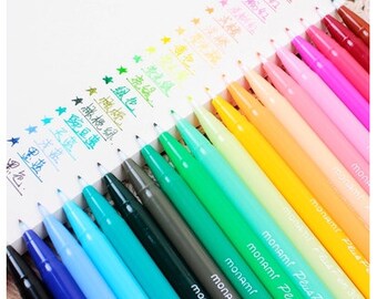 24 Color Korea Cute Stationery Gel Pen Set, Watercolor Marker Brush Pen Set for DIY Painting Drawing Text Liner, Scrapbook (PEN01)