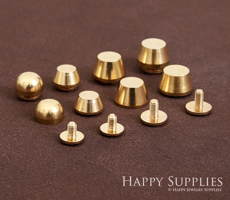 10mm Width Brass Flat Rivets and Studs for Handbags/screwed Studs/ Button  Leatherworking Screws Belt Stud 10 Sets A Pack 