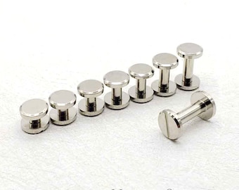 10MM Silver Chicago Screw For Leather, 3/8" Silver Brass Screw Rivets, Leather Craft Screws, Flat Screws Leatherworking Screws