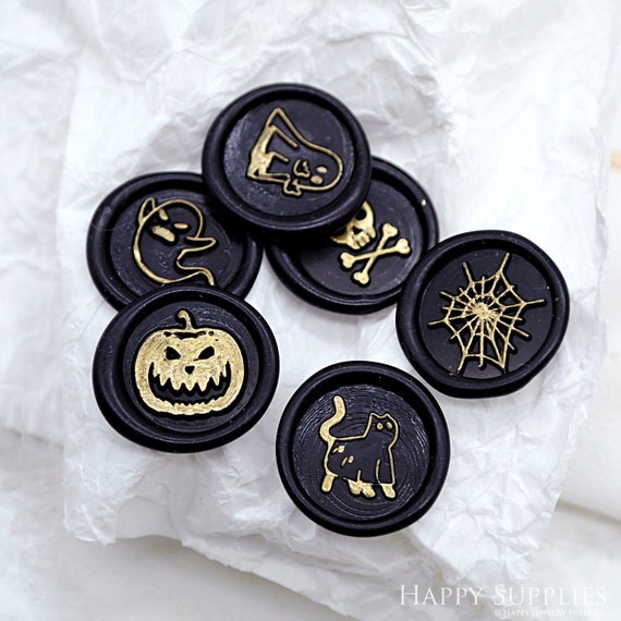 Wax Seal Stamp 1pcs 15mm Halloween Mini Wax Seal Stamp / Pumpkin Spider Web  Ghost Skull Wax Seal Kit / Sealing Wax Stamp MIN SC/BT 